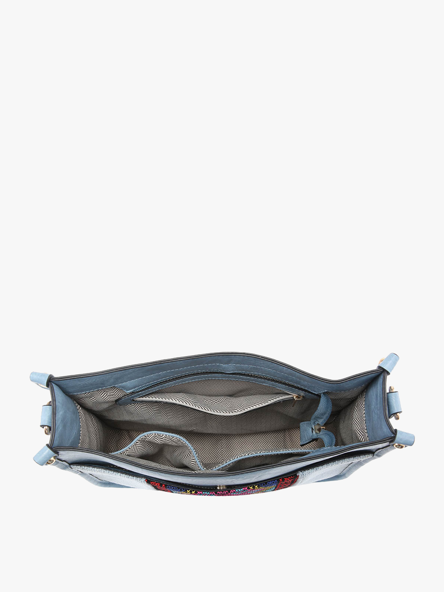 Chloe Tribal Crossbody w/ Guitar Strap: Brown/Mint