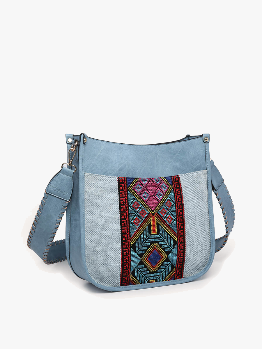 Chloe Tribal Crossbody w/ Guitar Strap: Brown/Mint