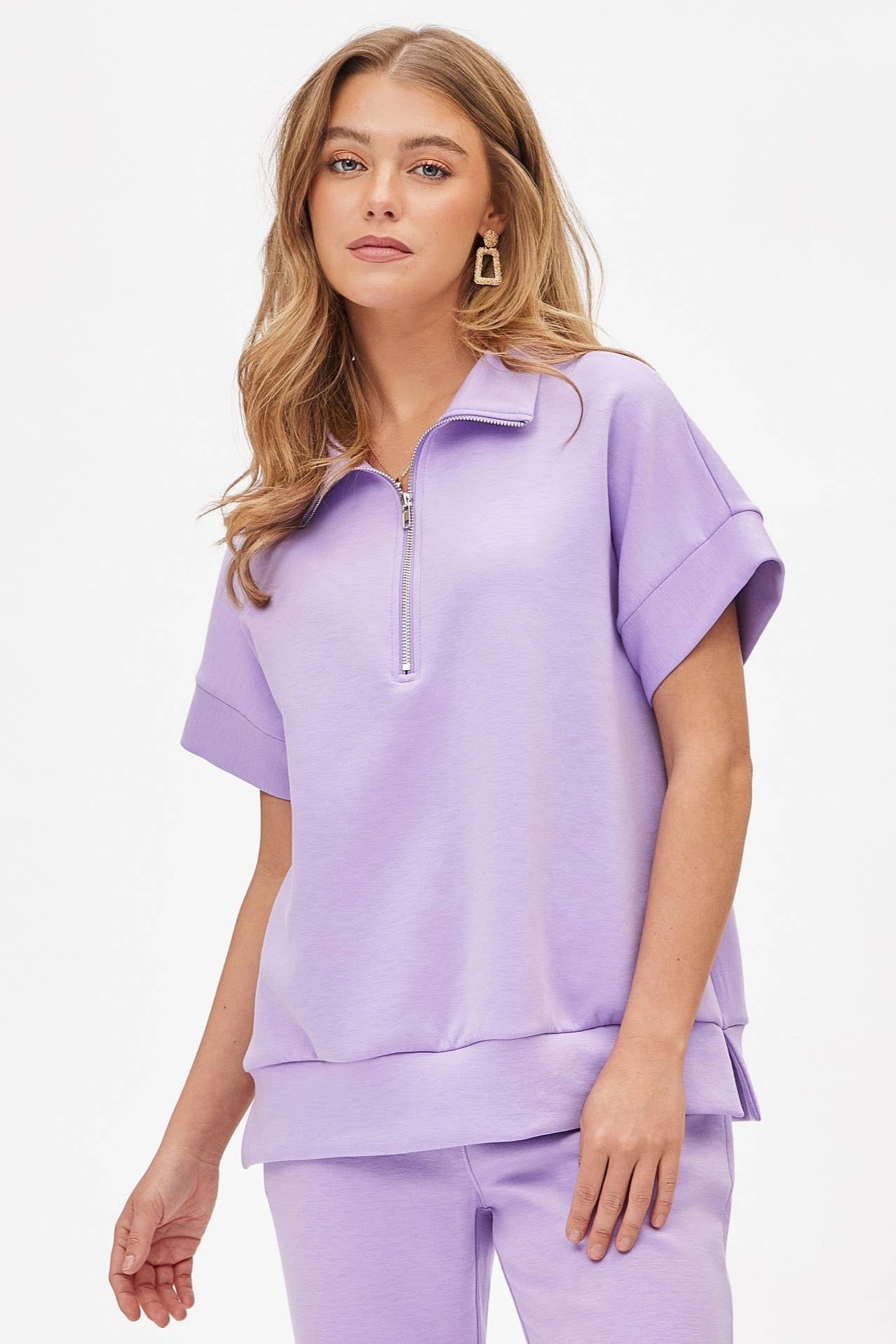 Short Sleeve Quarter Zip + Pants Modal Set TRVSET-CATALINA: BLACK / XL