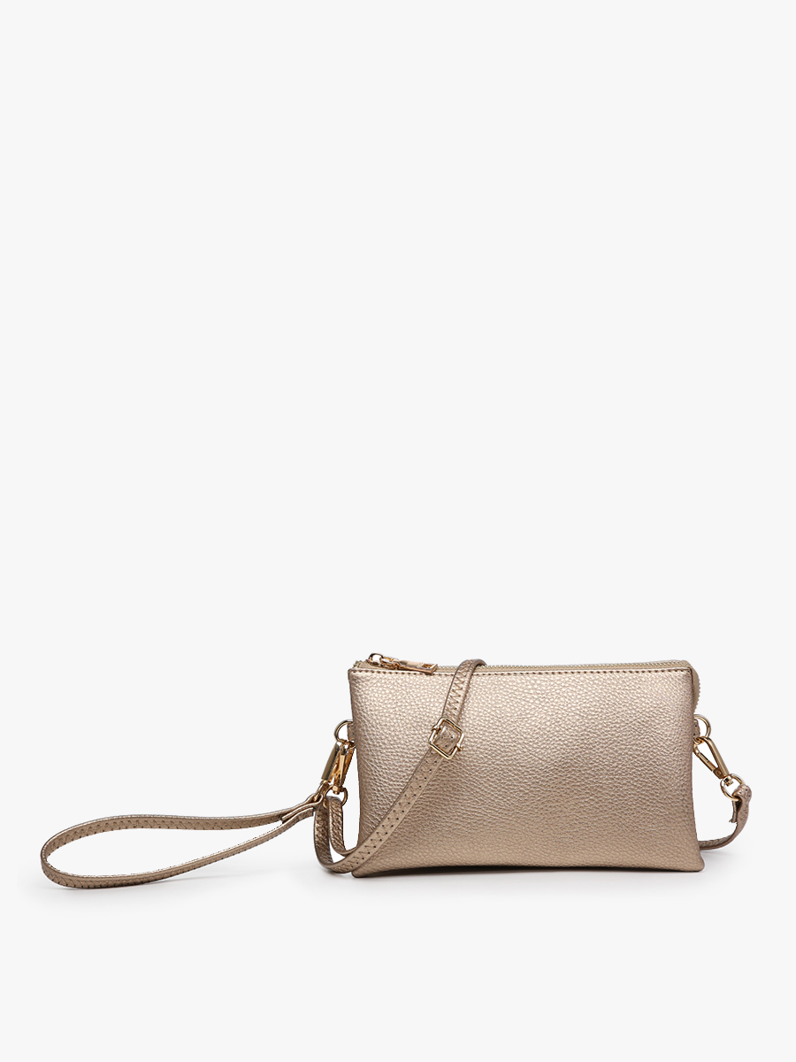 Riley Monogrammable 3 Compartment Crossbody/Wristlet: Light Grey