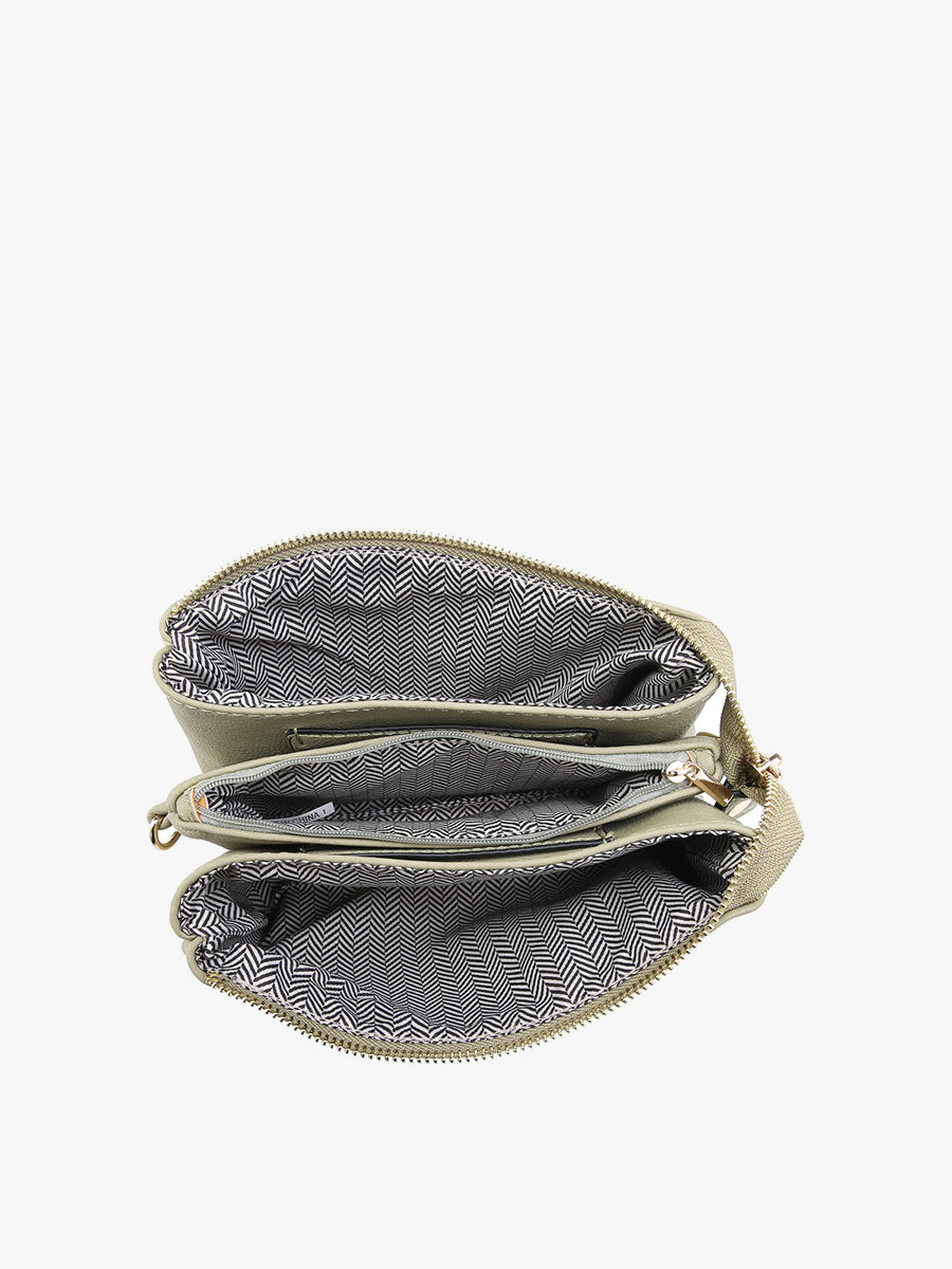 Riley Monogrammable 3 Compartment Crossbody/Wristlet: Light Grey