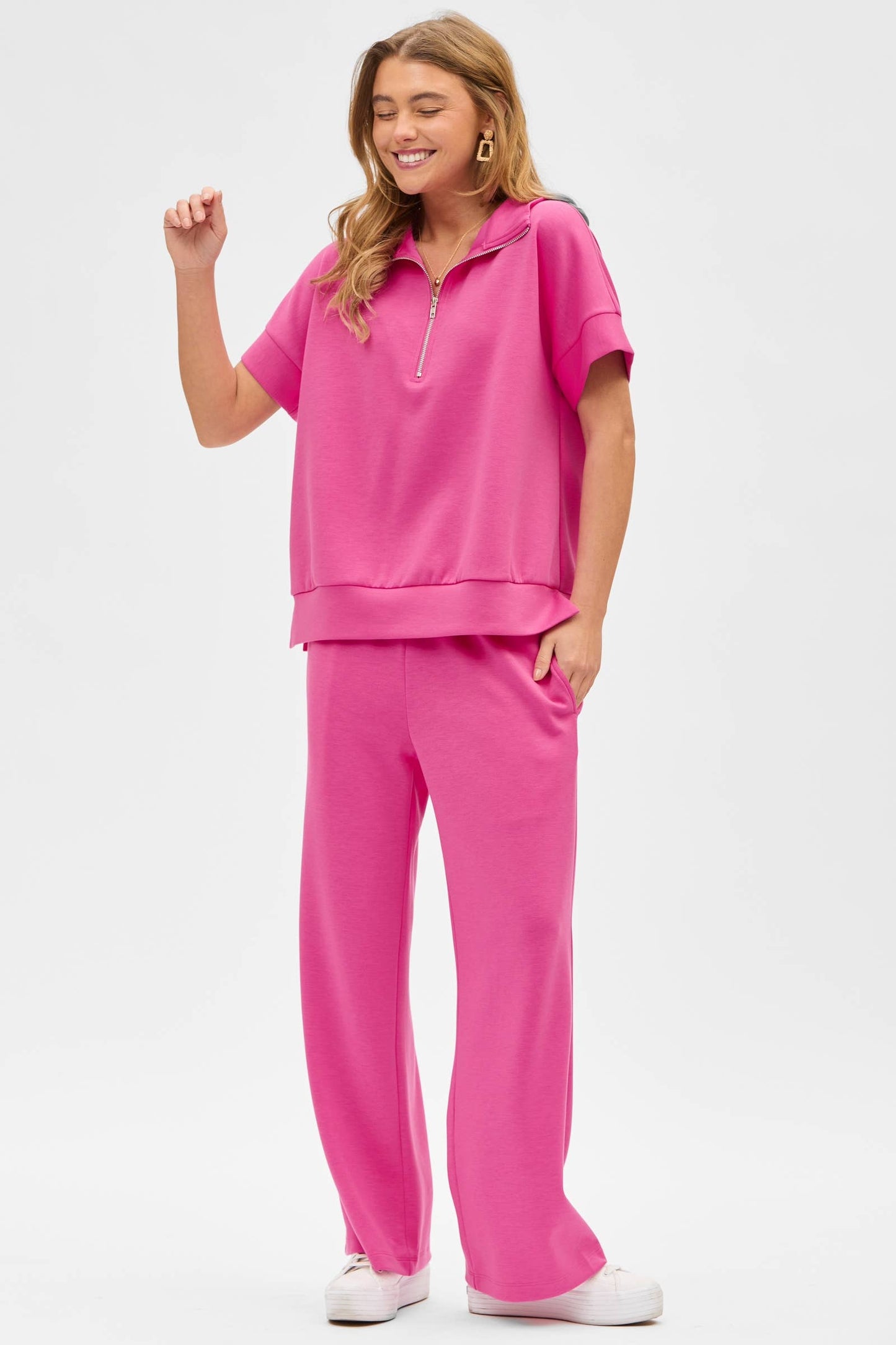 Short Sleeve Quarter Zip + Pants Modal Set TRVSET-CATALINA: BLACK / XL