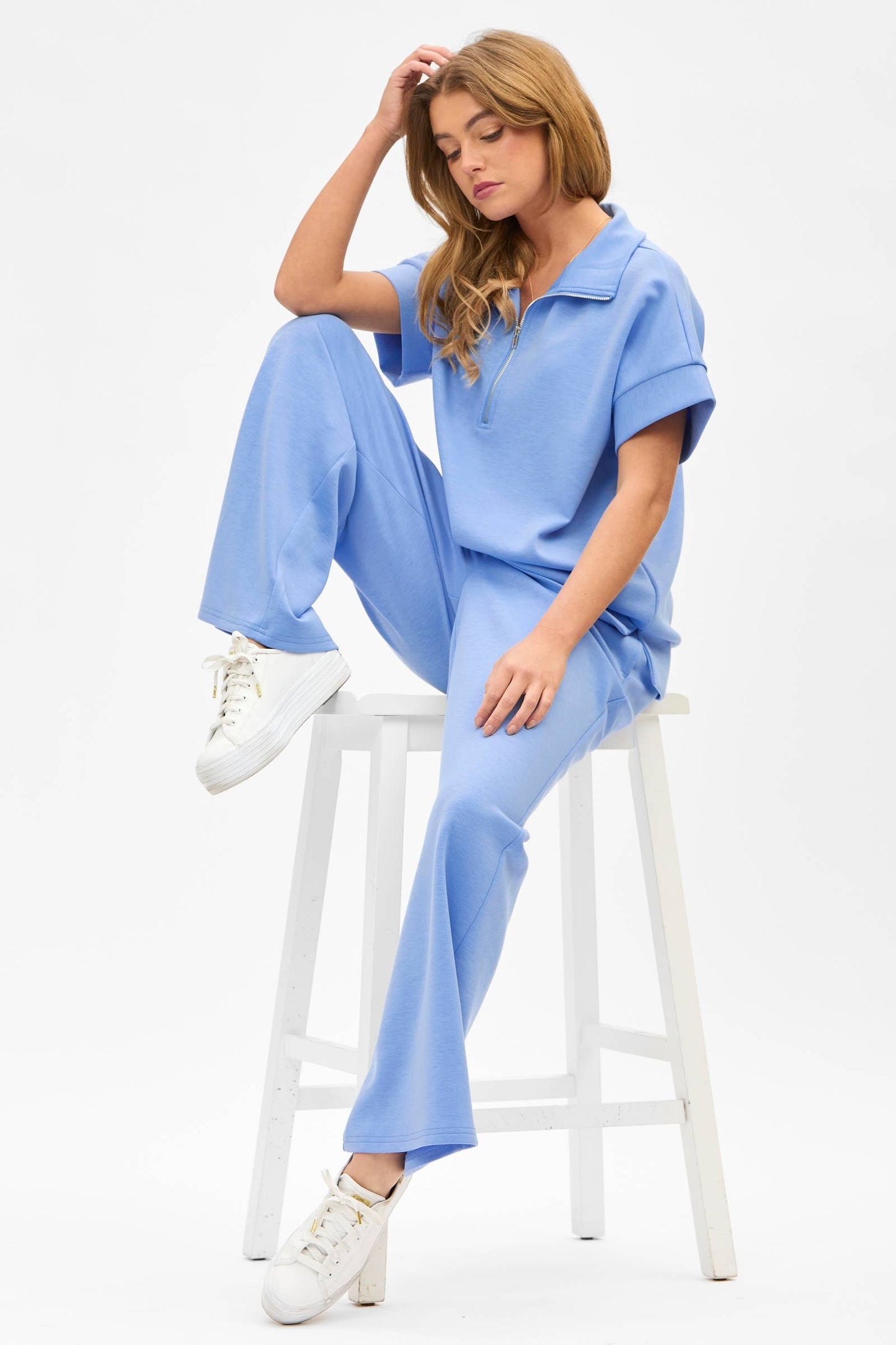 Short Sleeve Quarter Zip + Pants Modal Set TRVSET-CATALINA: BLACK / L