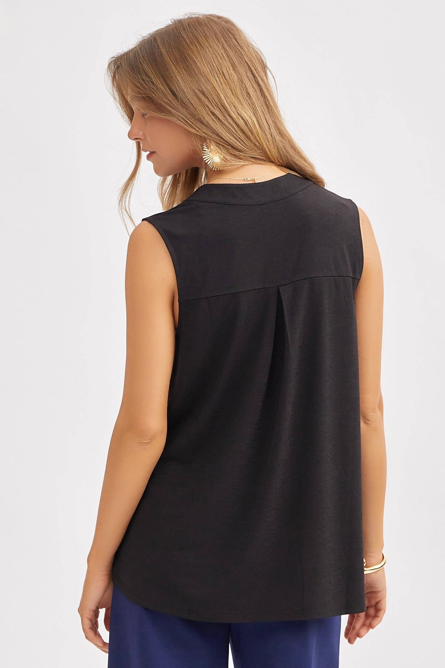 Solid Lizzy A-Line Tank Top: NAVY / S
