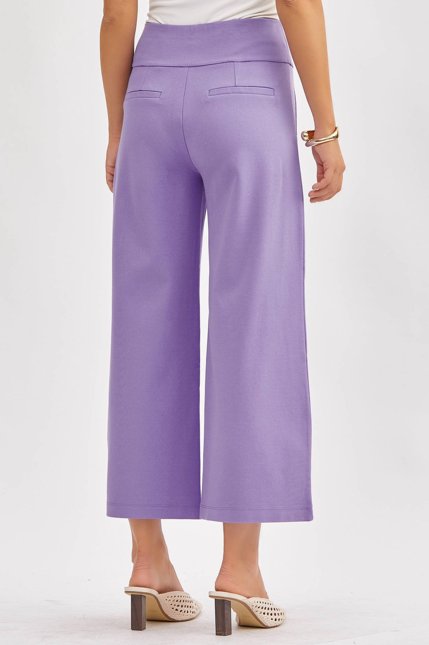 Magic Wide Cropped Pants: Black / L
