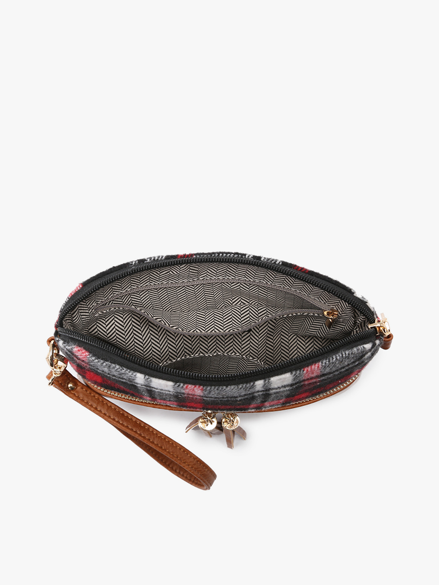 Tara Plaid Two-Tone Crossbody: Plaid-White