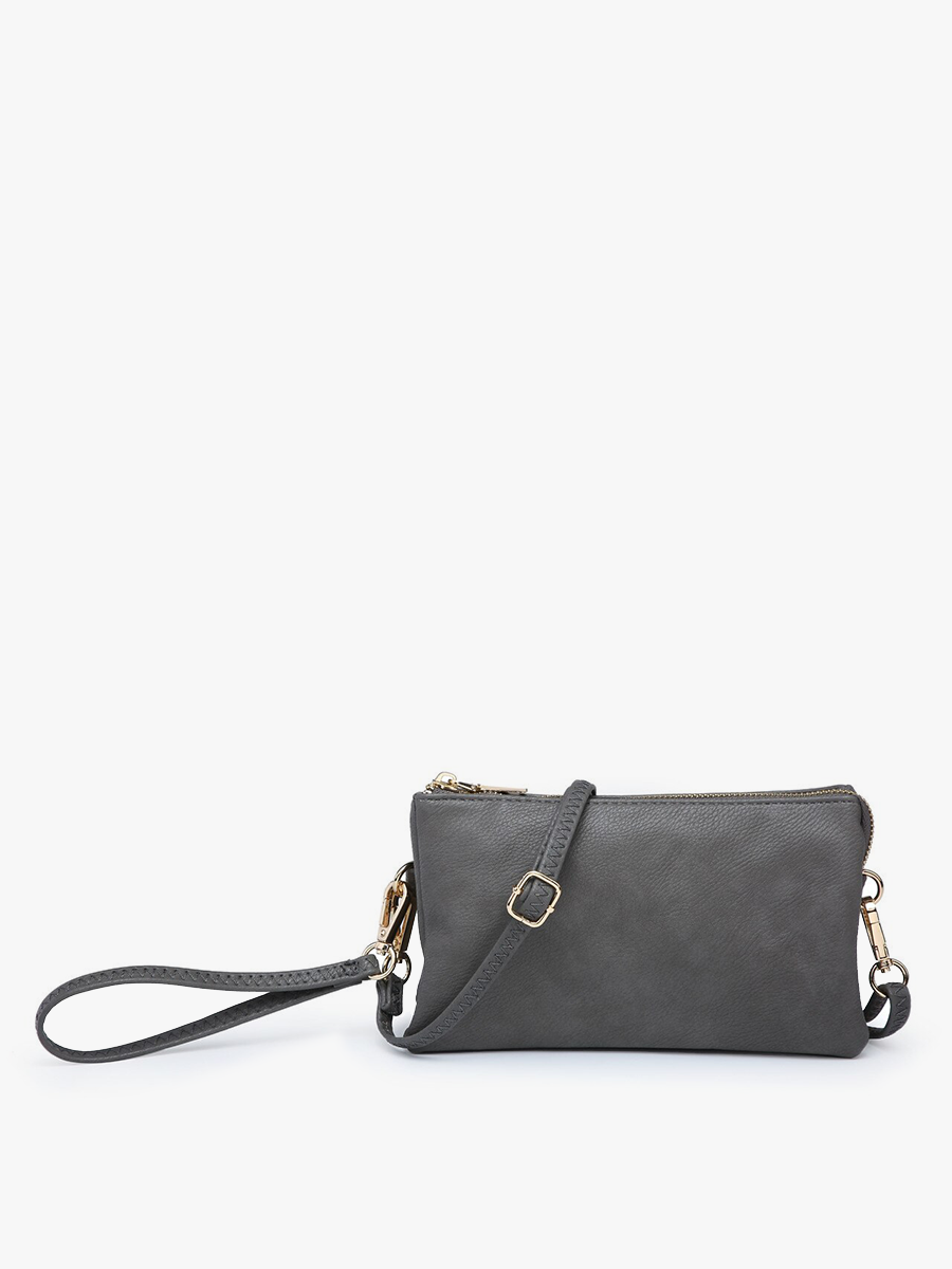 Riley Monogrammable 3 Compartment Crossbody/Wristlet: Light Grey