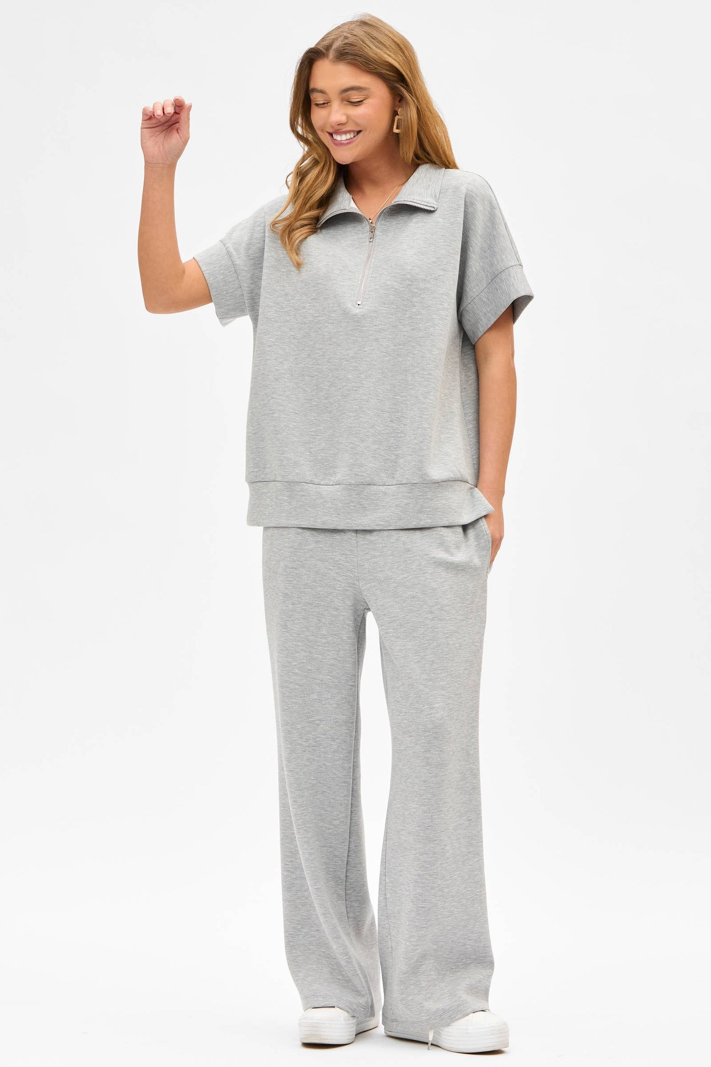 Short Sleeve Quarter Zip + Pants Modal Set TRVSET-CATALINA: BLACK / XL