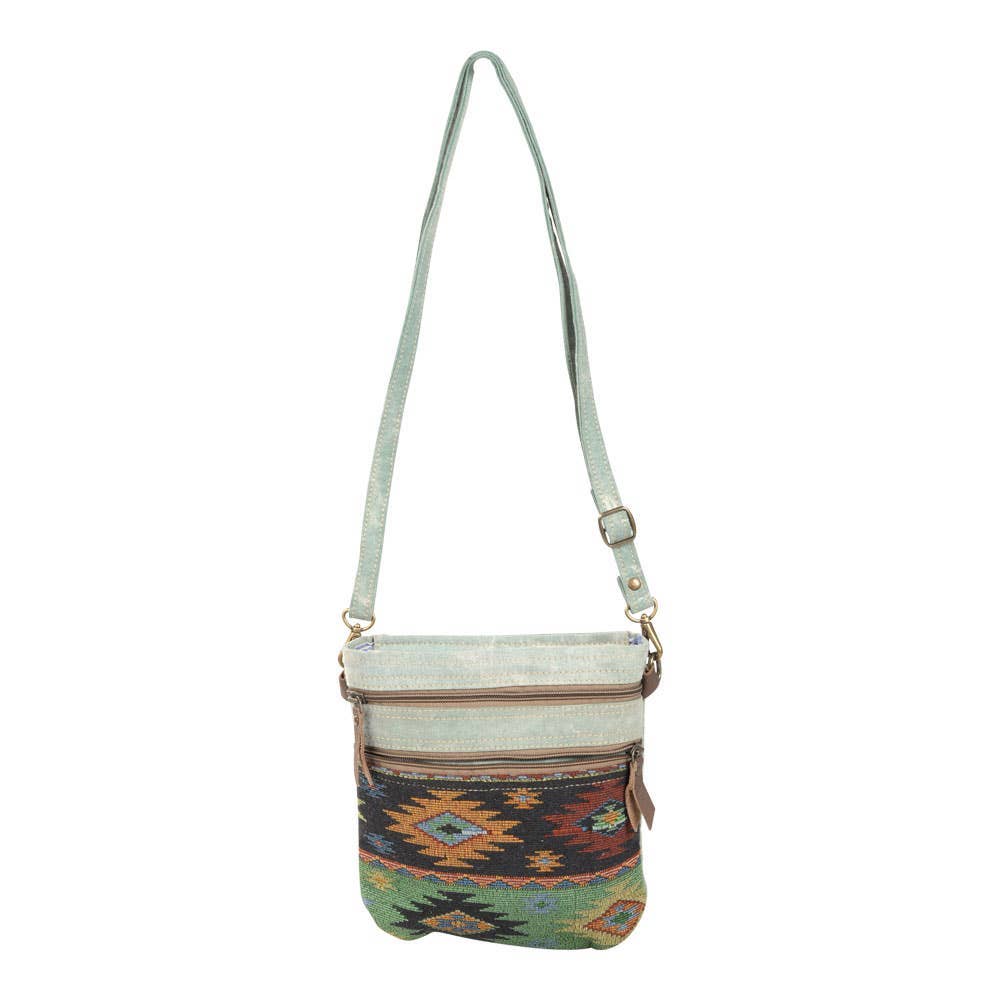 Double Zipper Light Green Rug Crossbody
