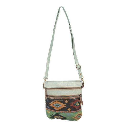Double Zipper Light Green Rug Crossbody