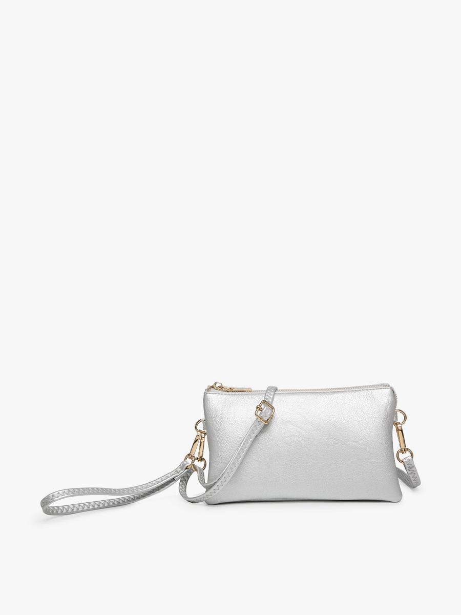 Riley Monogrammable 3 Compartment Crossbody/Wristlet: Light Grey