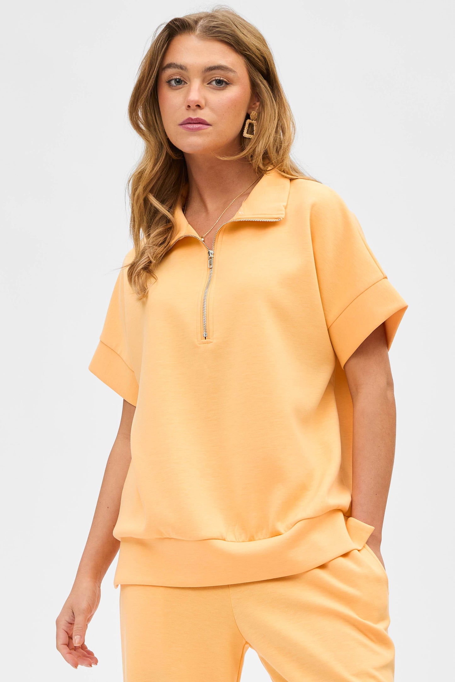 Short Sleeve Quarter Zip + Pants Modal Set TRVSET-CATALINA: BLACK / S