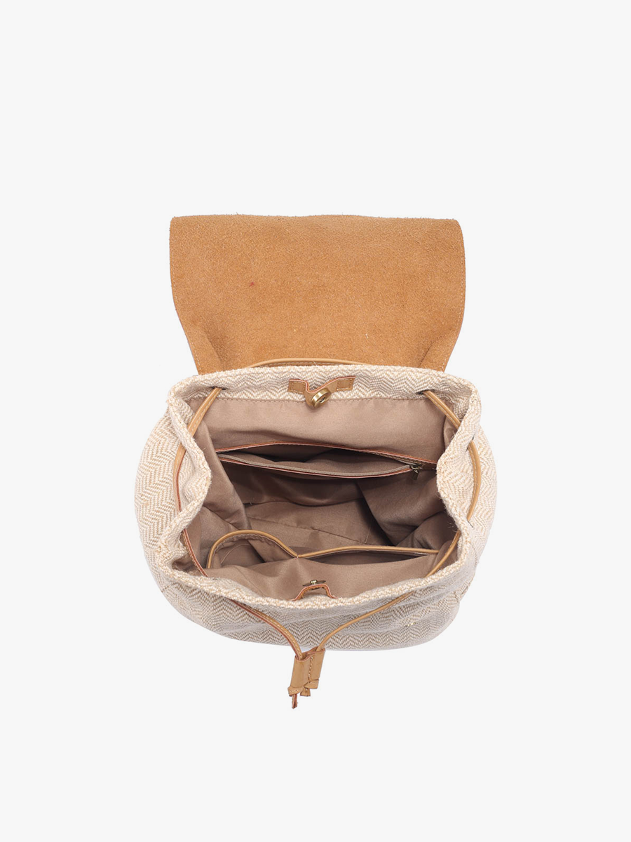 Tatum Canvas Backpack w/ Flapover: Diamond-Lt. Grey