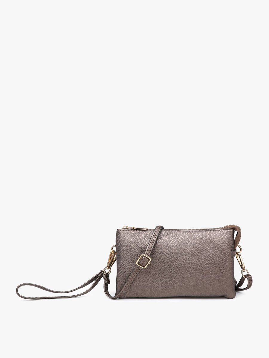 Riley Monogrammable 3 Compartment Crossbody/Wristlet: Light Grey