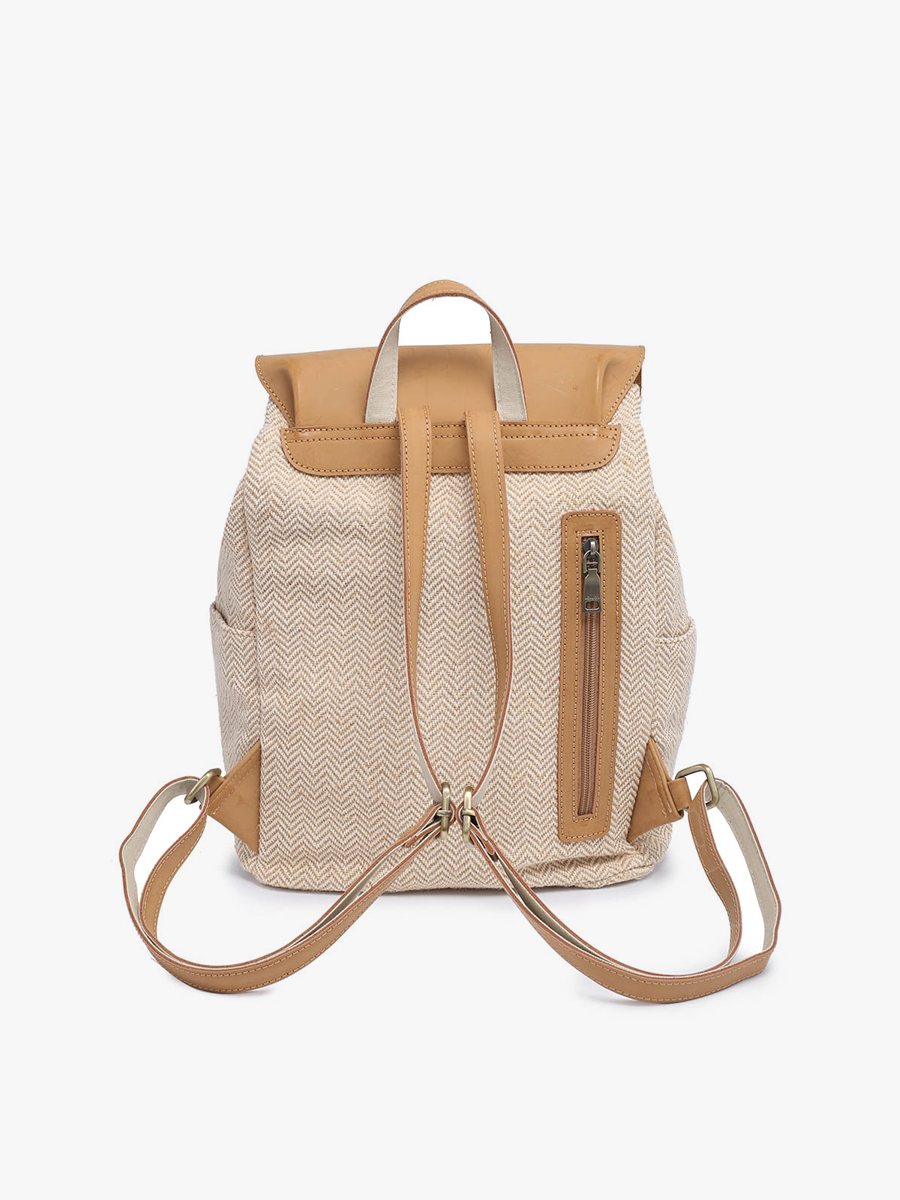 Tatum Canvas Backpack w/ Flapover: Diamond-Lt. Grey
