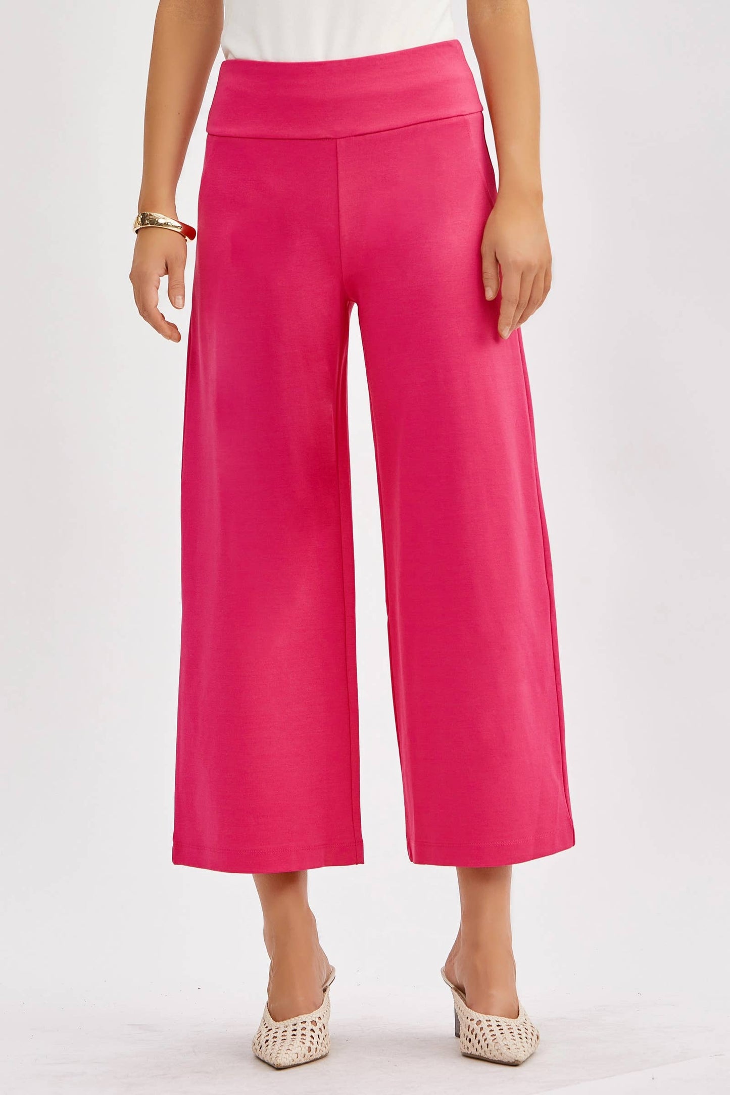 Magic Wide Cropped Pants: Black / S