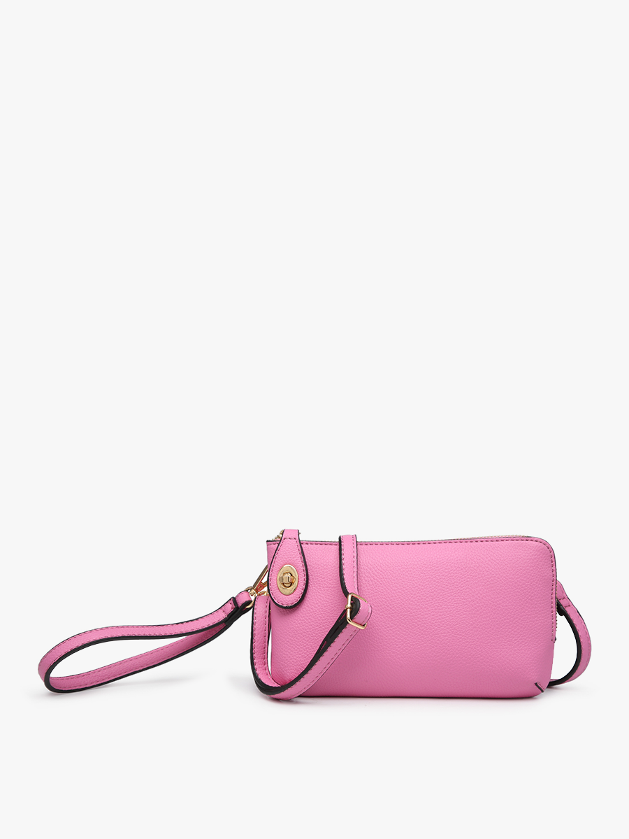 Kendall Crossbody/Wristlet w/ Twist Lock Closure: Hot Pink