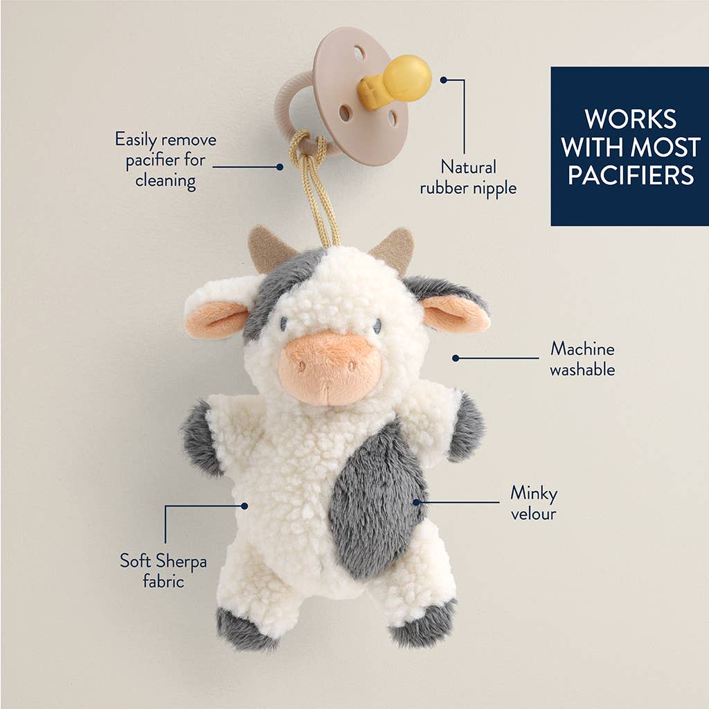 *NEW* Bitzy Pal Natural Rubber Pacifier & Stuffed Animal: Cow