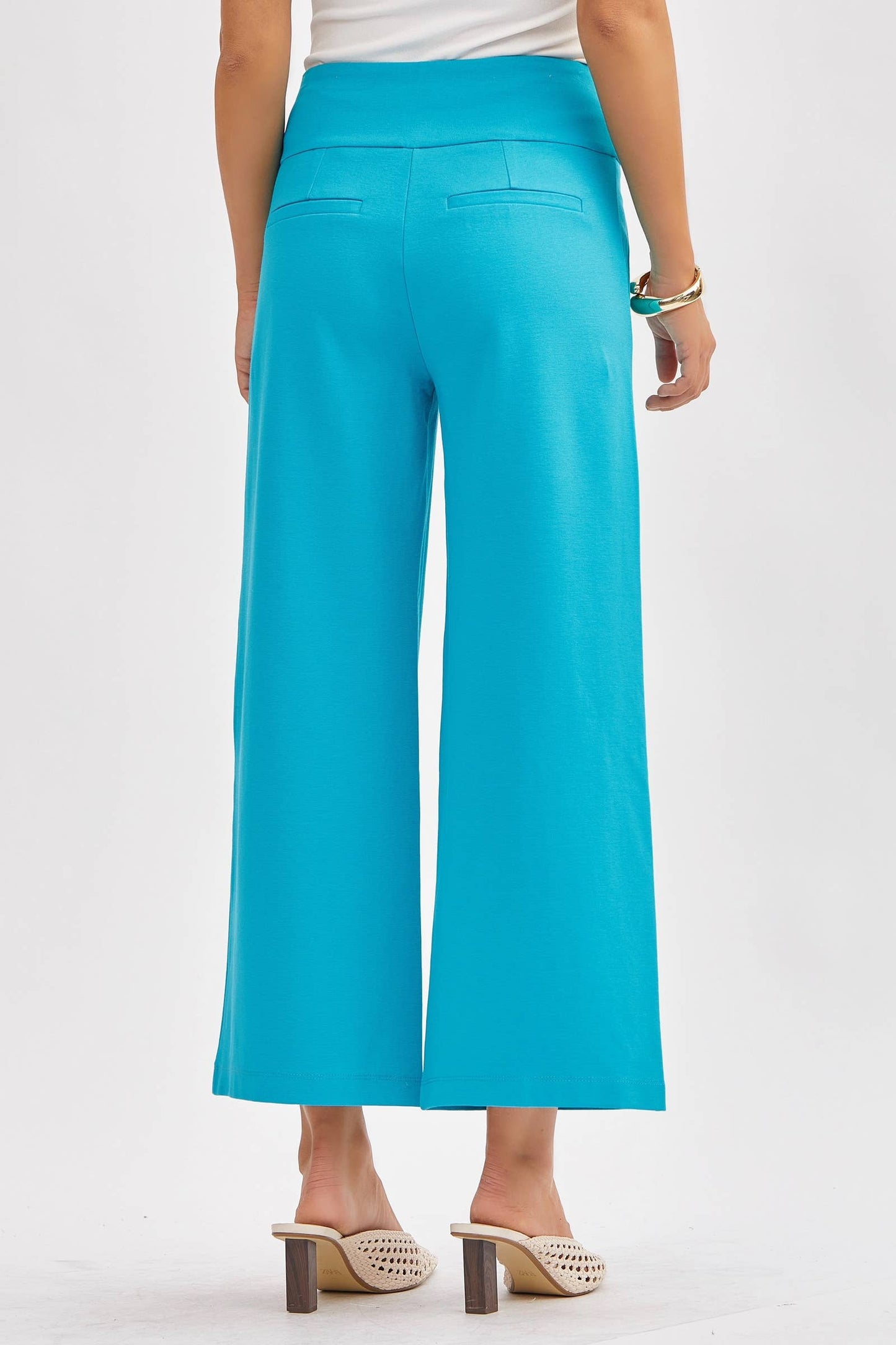 Magic Wide Cropped Pants: Black / L
