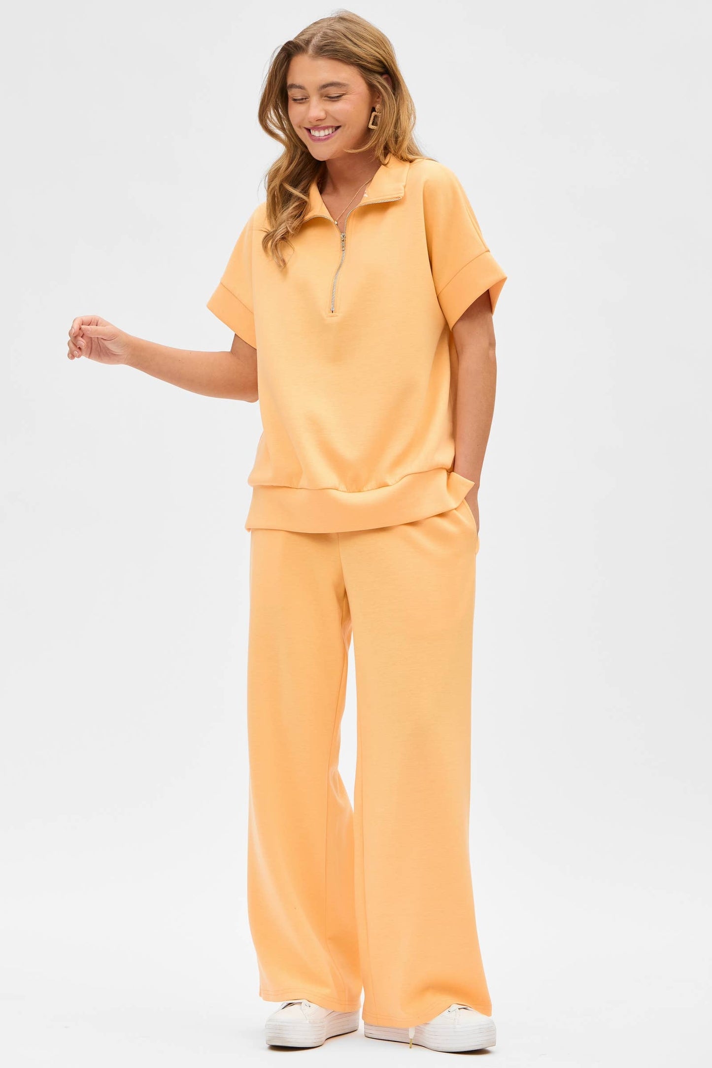 Short Sleeve Quarter Zip + Pants Modal Set TRVSET-CATALINA: BLACK / XL