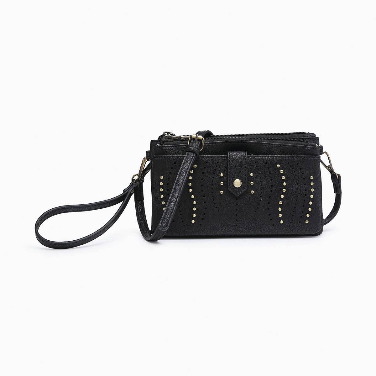 Ayra Studded Front Wallet/Clutch: Dusty Blue