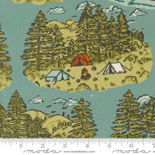 The Great Outdoors Blue Sky 20880 18 Moda Vintage Camping