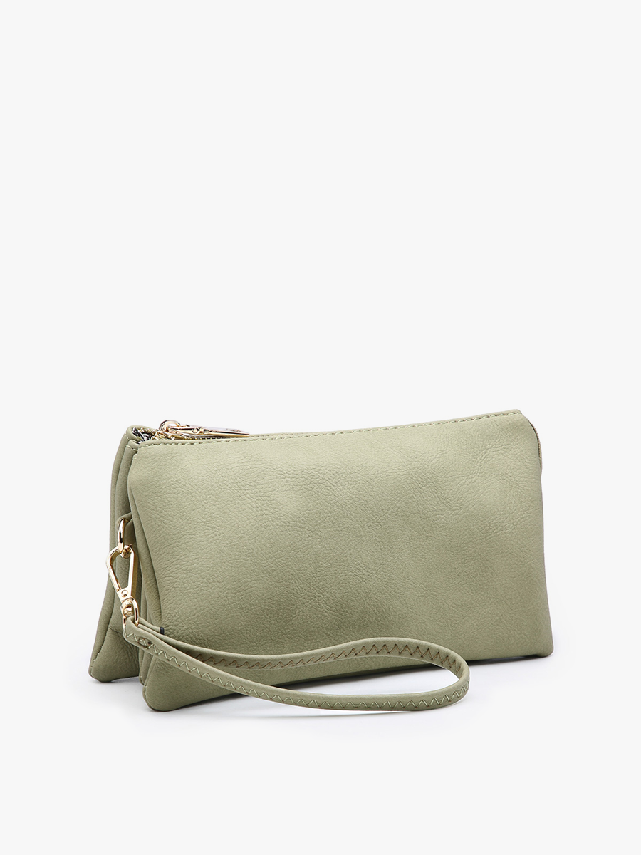 Riley Monogrammable 3 Compartment Crossbody/Wristlet: Light Grey