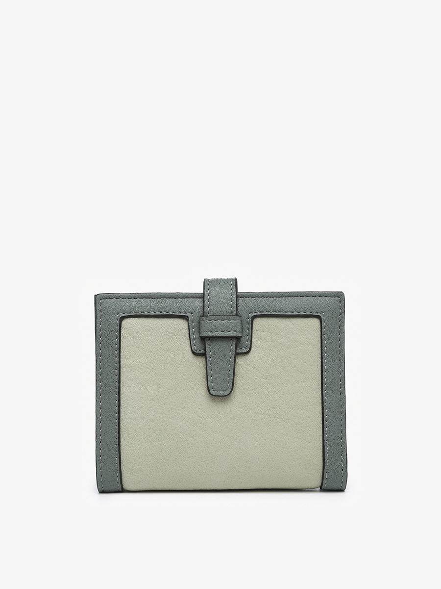 Bessie Canvas Wallet w/ Slip Closure: White/Grey