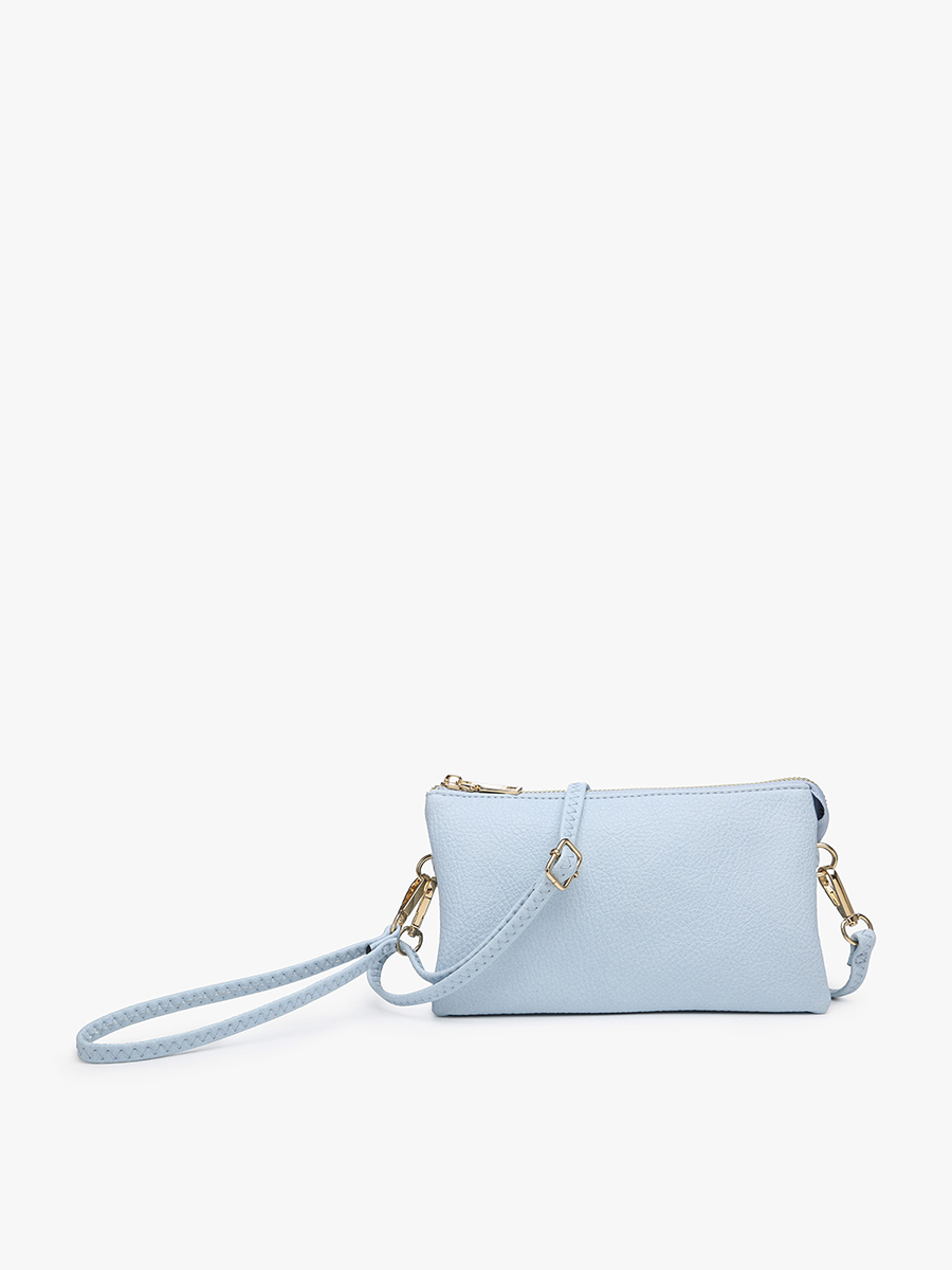 Riley Monogrammable 3 Compartment Crossbody/Wristlet: Light Grey
