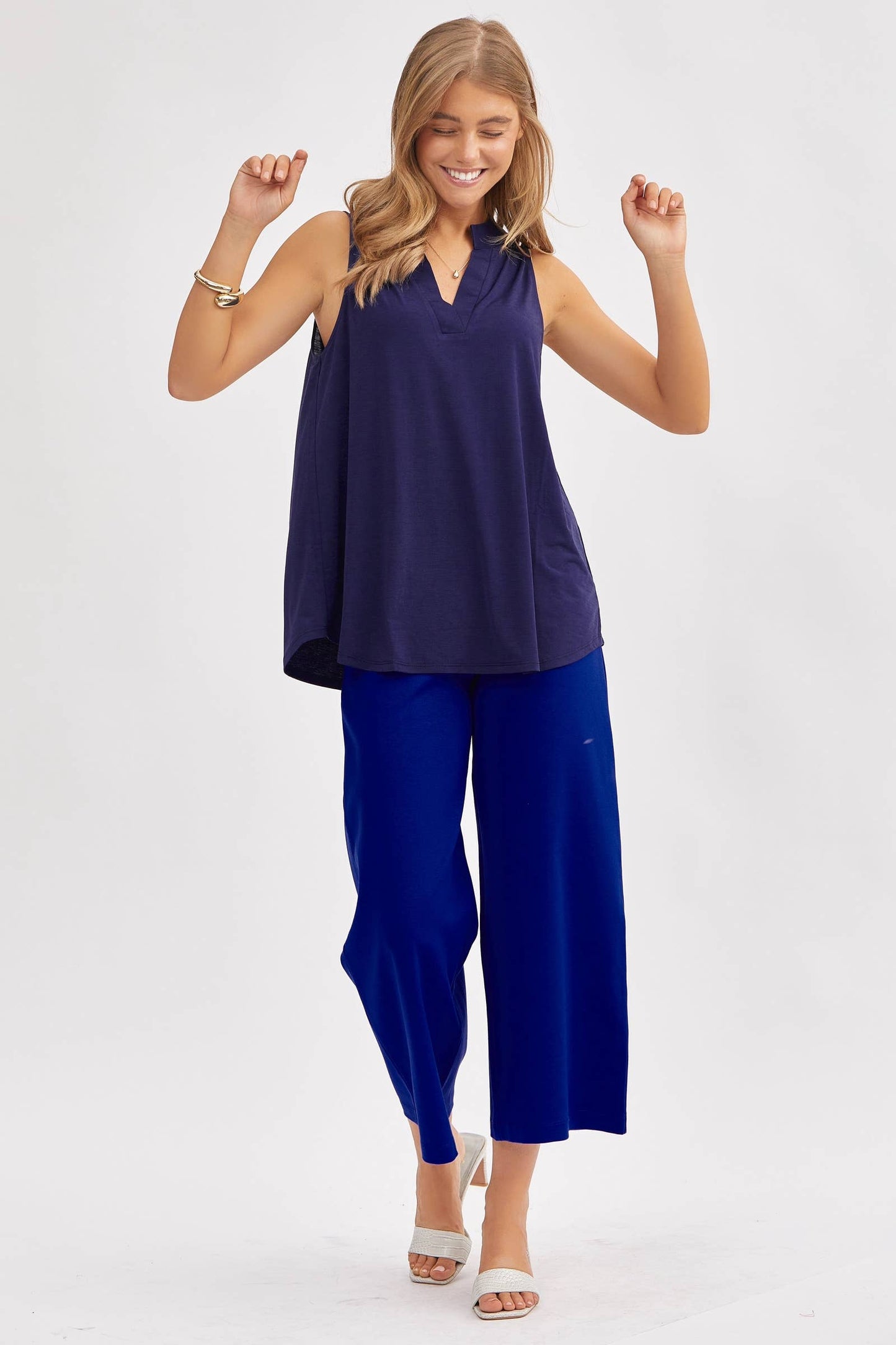 Solid Lizzy A-Line Tank Top: BLACK / S