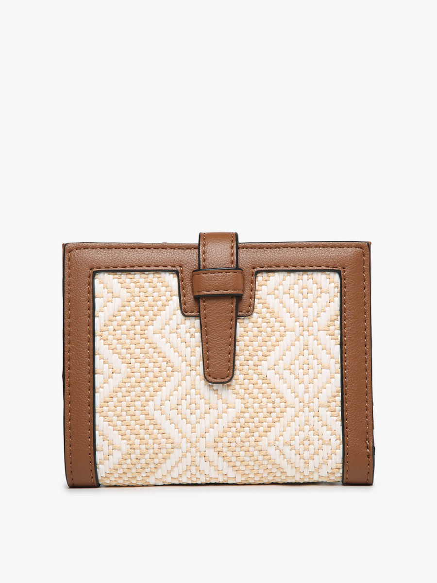 Bessie Canvas Wallet w/ Slip Closure: White/Grey