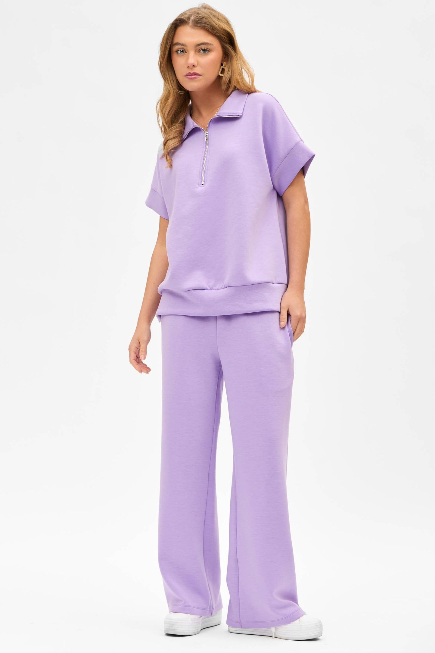 Short Sleeve Quarter Zip + Pants Modal Set TRVSET-CATALINA: BLACK / S