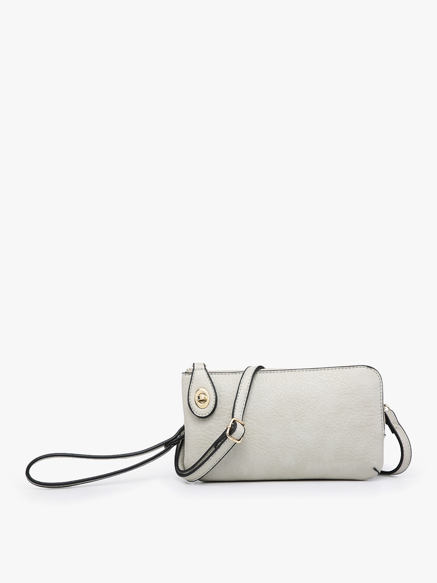 Kendall Crossbody/Wristlet w/ Twist Lock Closure: Light Stone