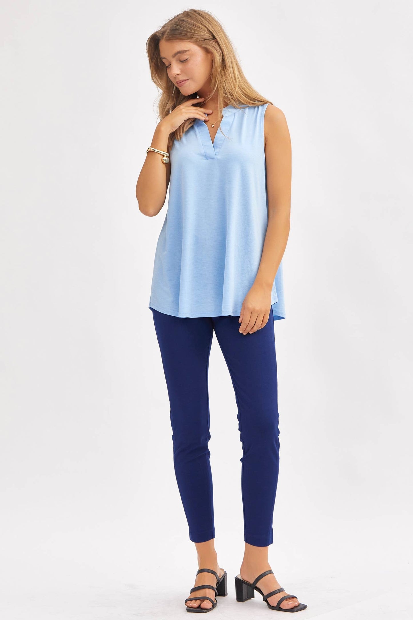 Solid Lizzy A-Line Tank Top: BLACK / S