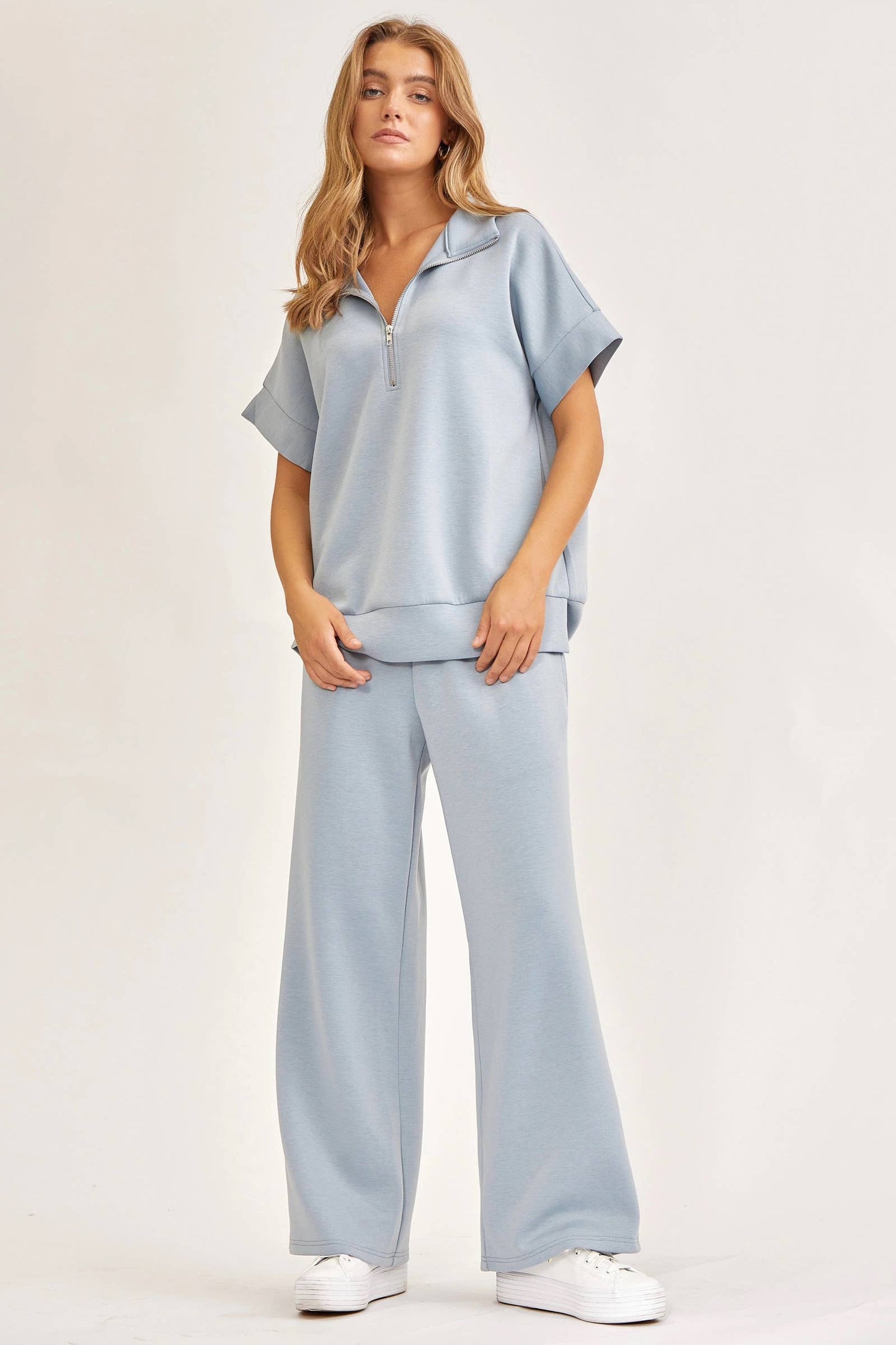 Short Sleeve Quarter Zip + Pants Modal Set TRVSET-CATALINA: BLACK / XL