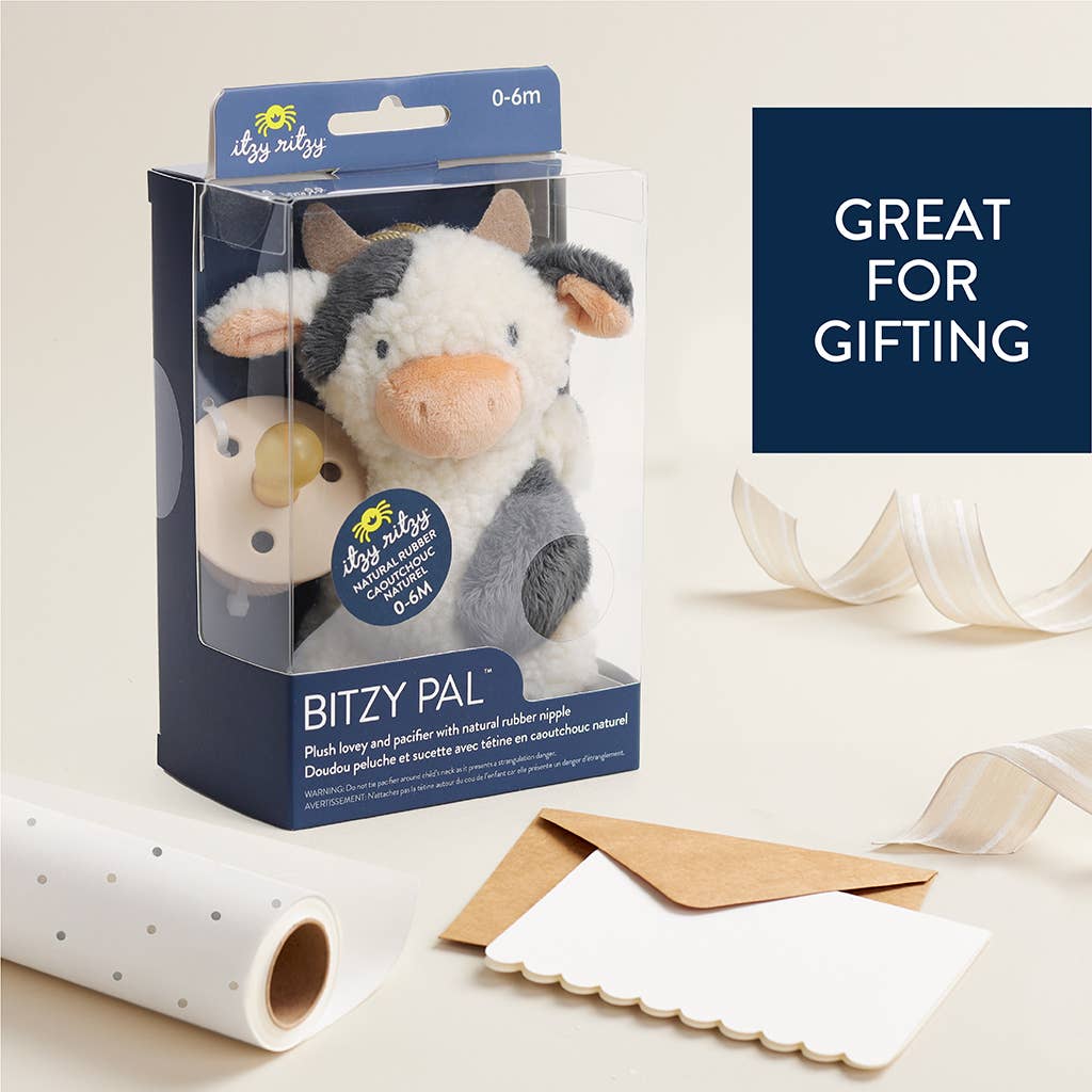 *NEW* Bitzy Pal Natural Rubber Pacifier & Stuffed Animal: Cow