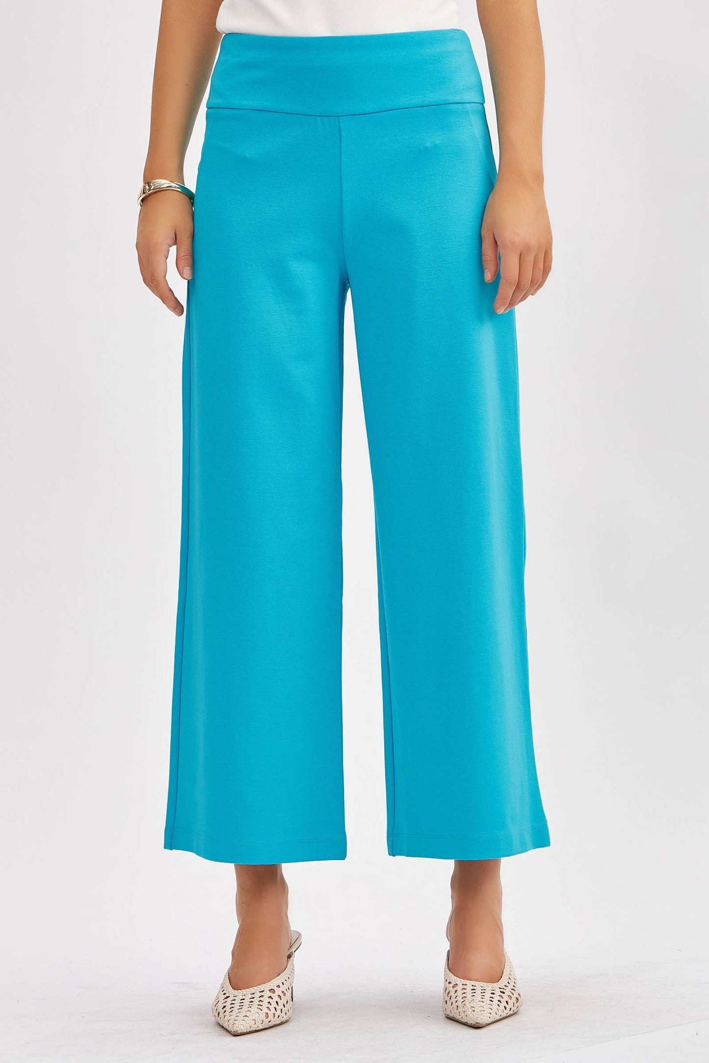Magic Wide Cropped Pants: Black / L