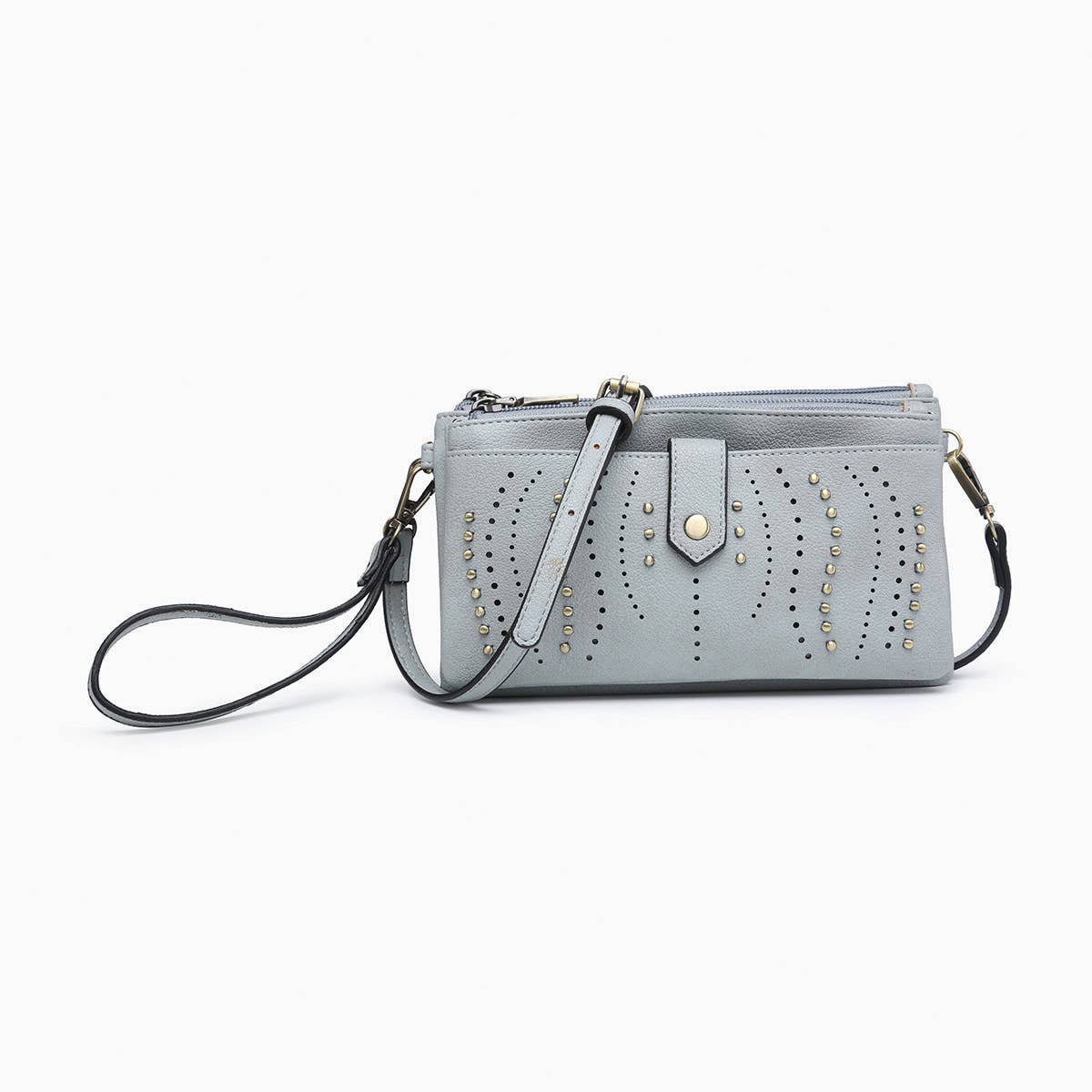 Ayra Studded Front Wallet/Clutch: Dusty Blue