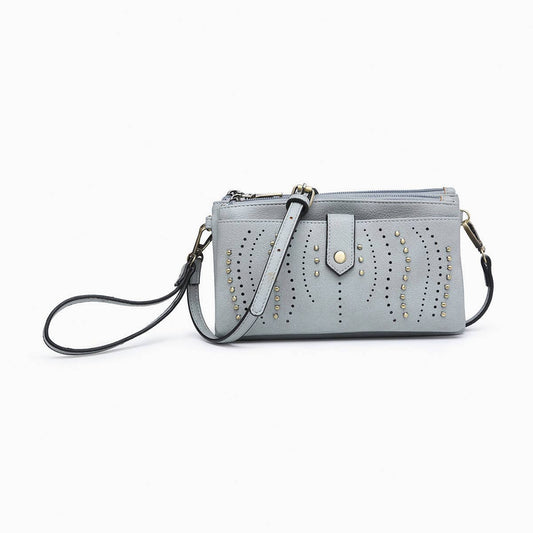 Ayra Studded Front Wallet/Clutch: Dusty Blue