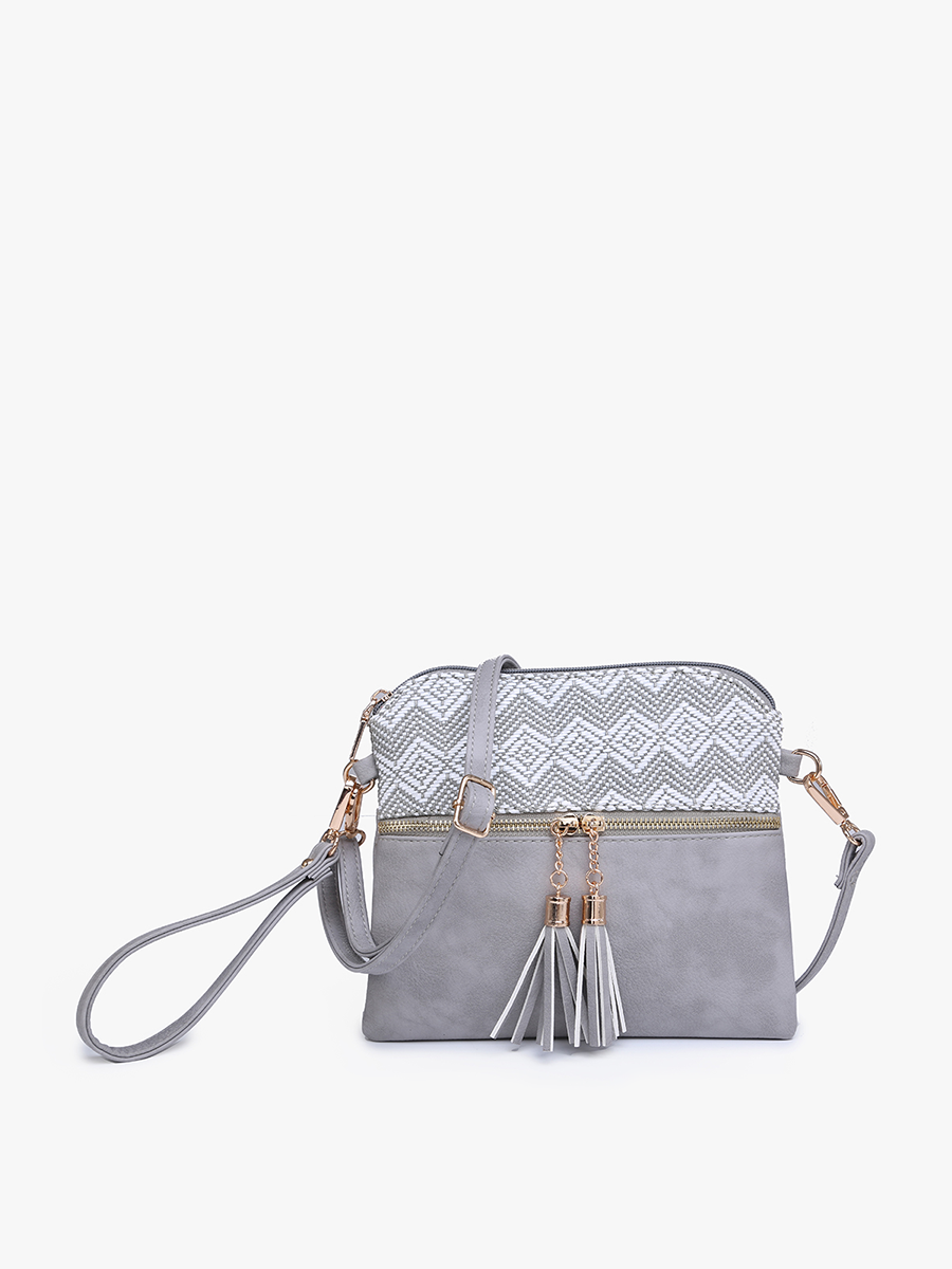Tara Double Zip Crossbody/Wristlet: Cow-Brown