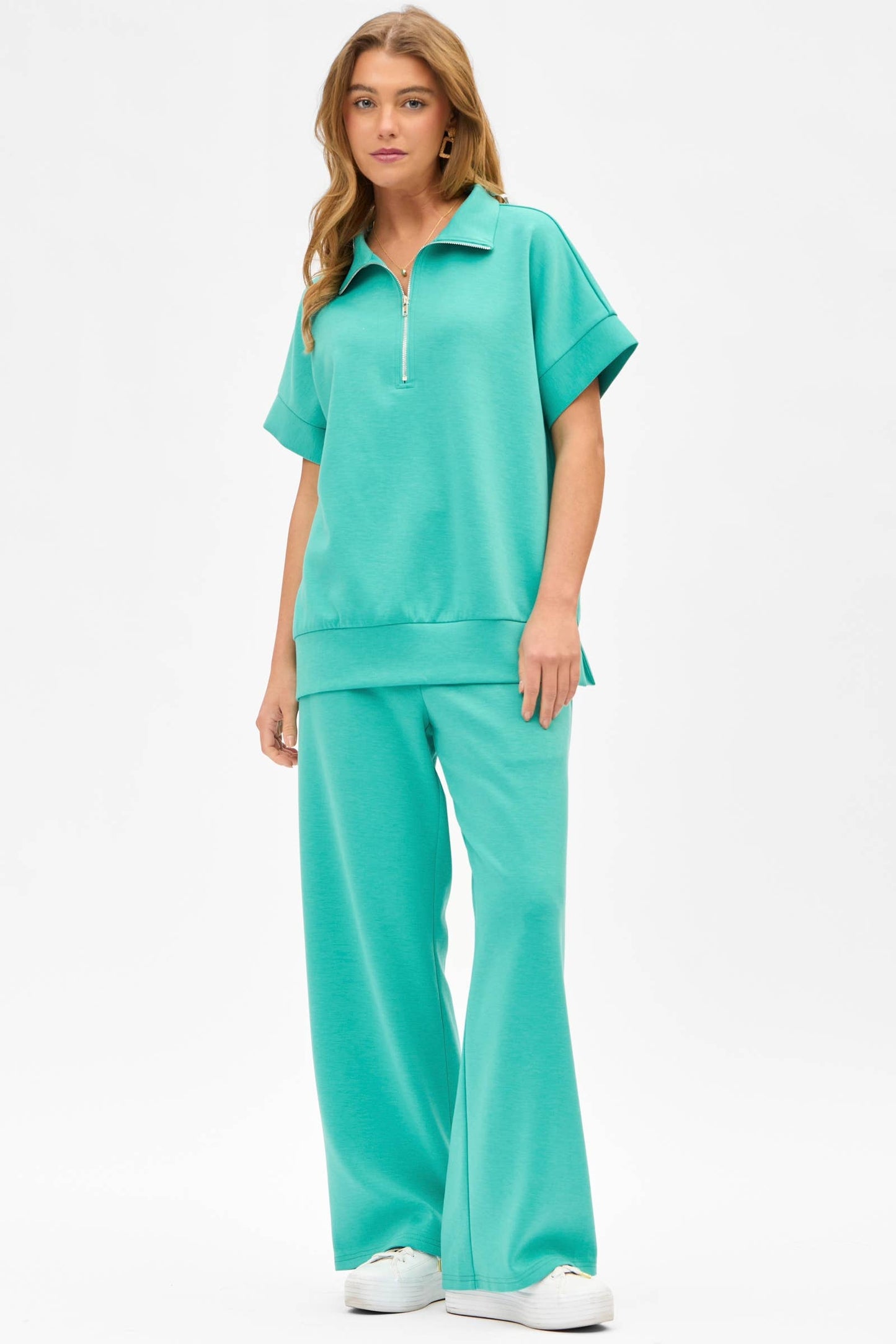 Short Sleeve Quarter Zip + Pants Modal Set TRVSET-CATALINA: BLACK / S