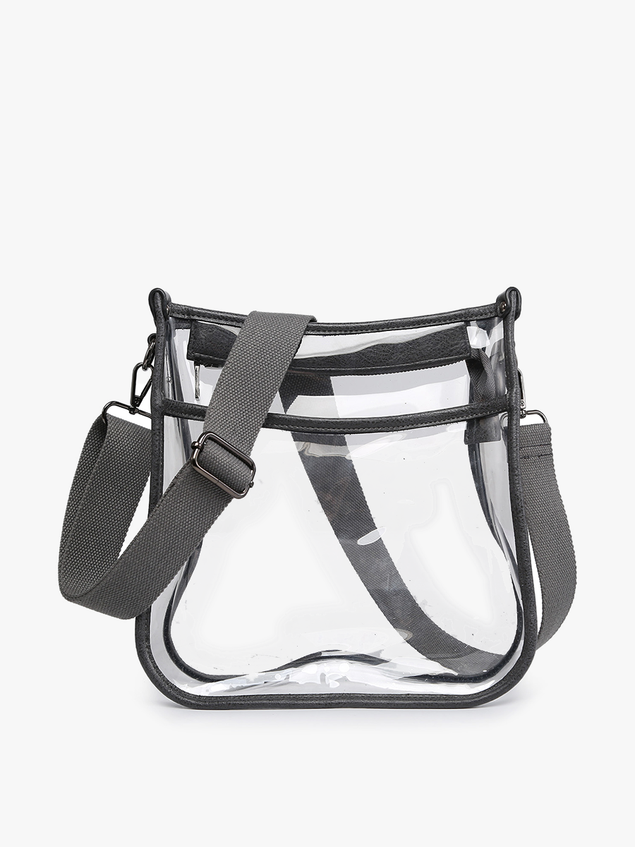 Posie Clear Crossbody w/ Vegan Leather: Black