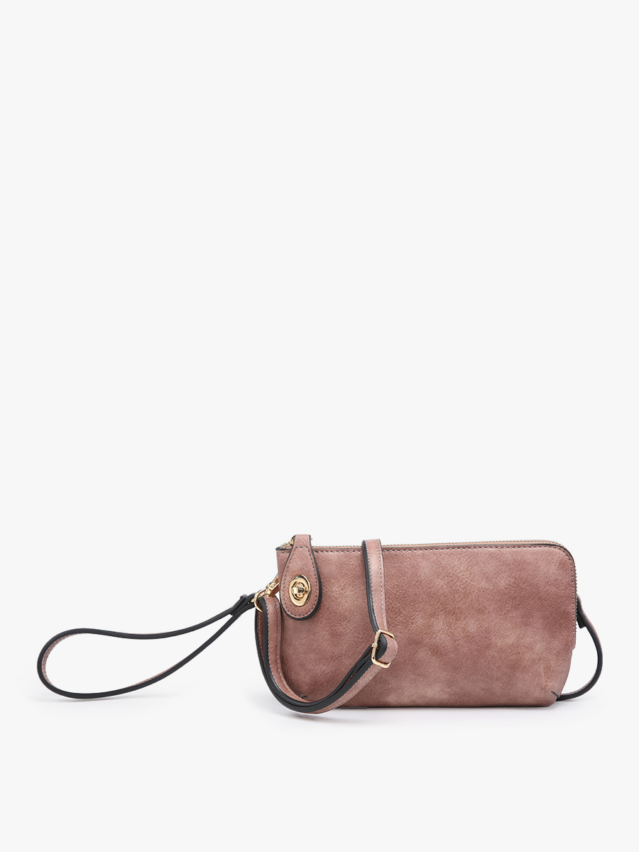 Kendall Crossbody/Wristlet w/ Twist Lock Closure: Light Stone