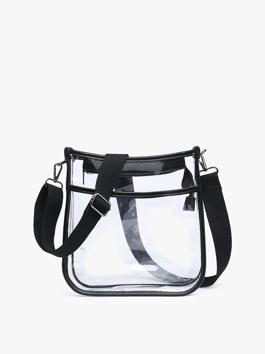 Posie Clear Crossbody w/ Vegan Leather: Black