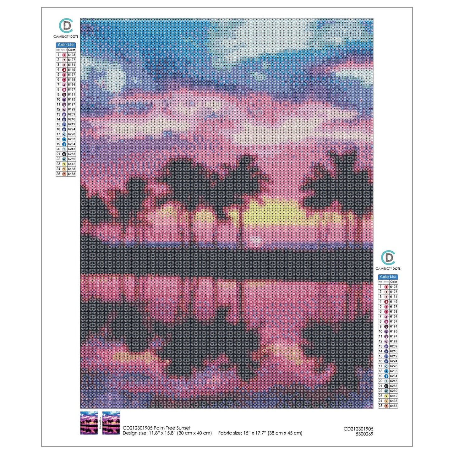 Palm Tree Sunset Diamond Painting Kit: 01 Multi