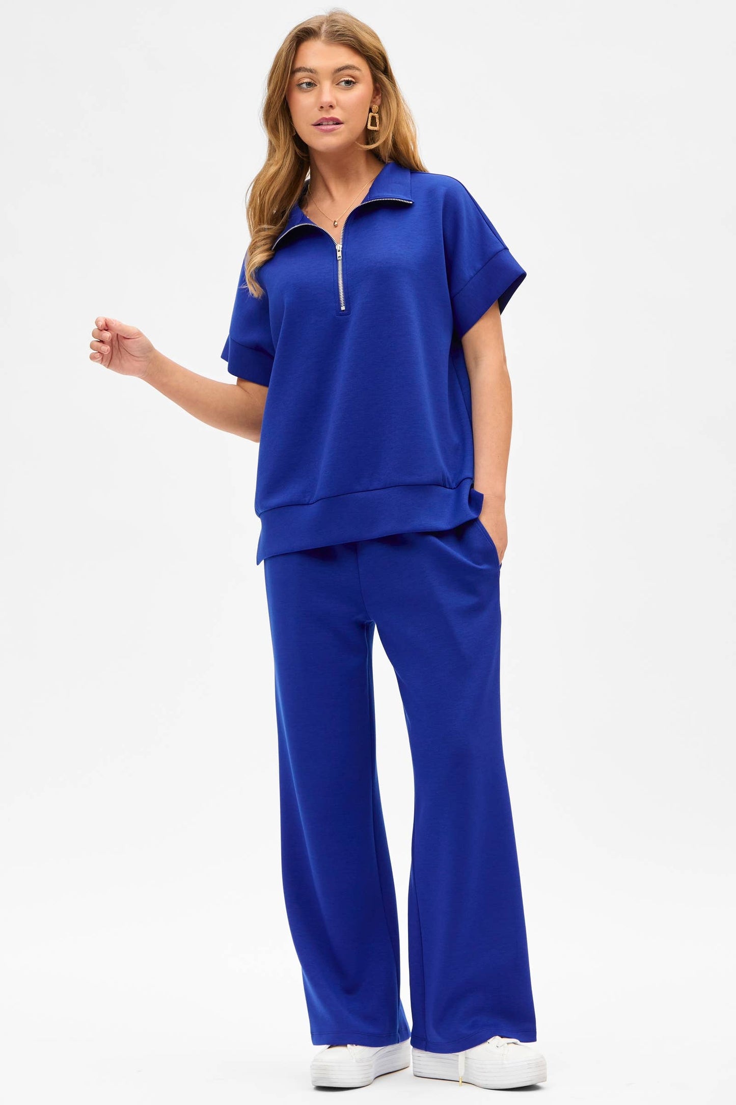 Short Sleeve Quarter Zip + Pants Modal Set TRVSET-CATALINA: BLACK / S