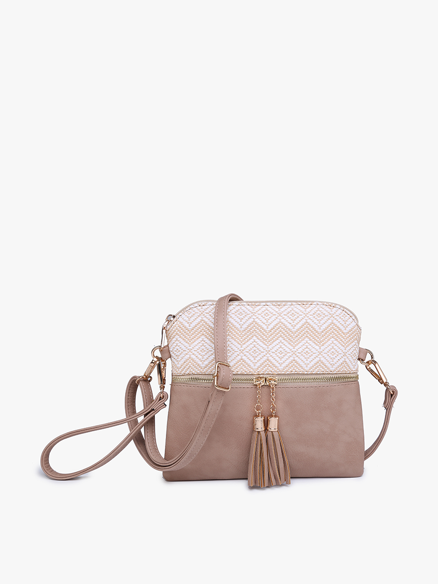 Tara Double Zip Crossbody/Wristlet: Cow-Brown