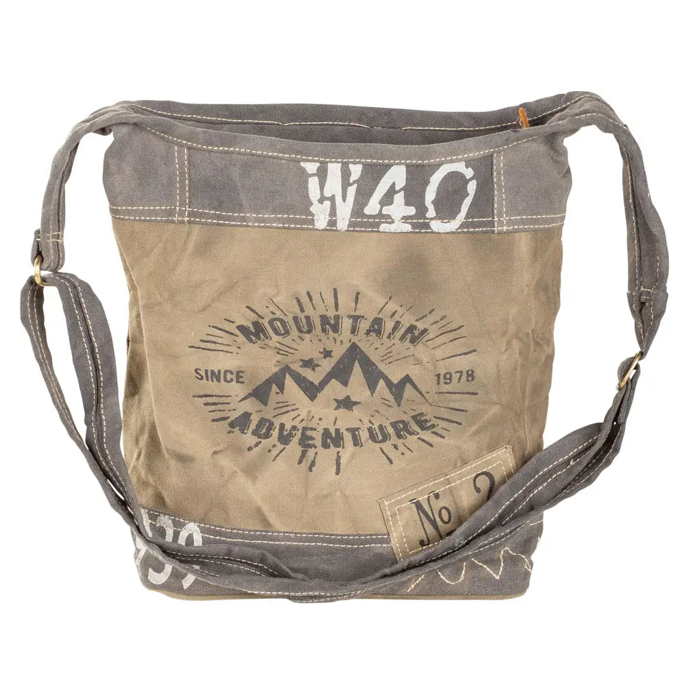 Clea Ray Vintage Canvas Mountain Adventure Hobo Bag up-cycled