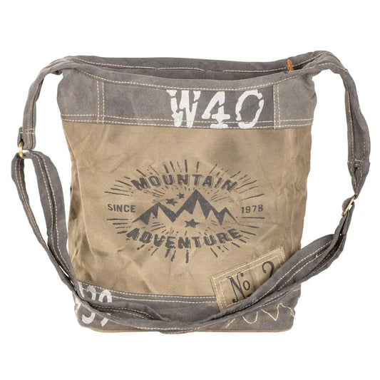 Clea Ray Vintage Canvas Mountain Adventure Hobo Bag up-cycled