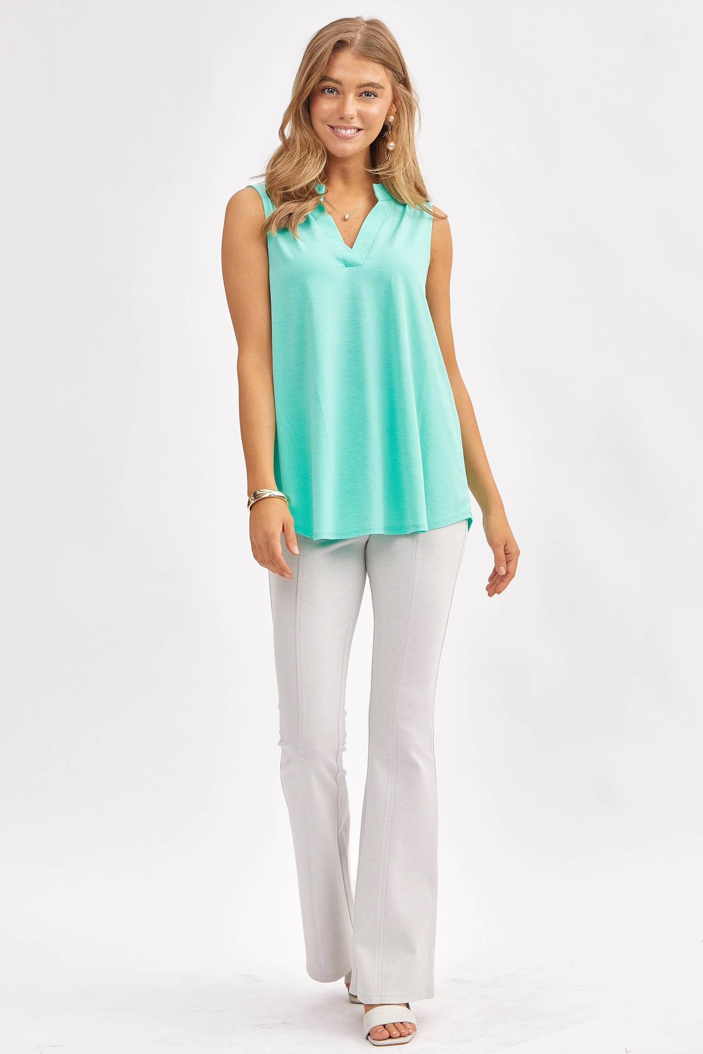 Solid Lizzy A-Line Tank Top: NAVY / L